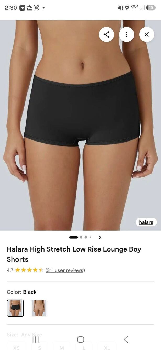 Halara High Stretch Solid Lounge Boy Shorts Small NWT Black NEW B1